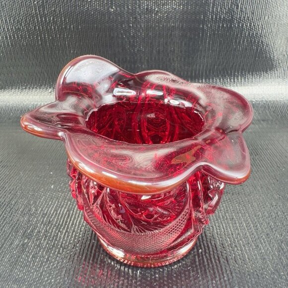 LE Smith Amberina Cadmium UV Glowing Glass Vase Bowl Jack In Pulpit Glass VTG - Picture 15 of 16